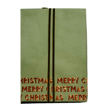 Geschenktasche Merry Christmas gruen, Geschenkverpackung, Geschenktasche, embossed Merry Christmas Kupfer